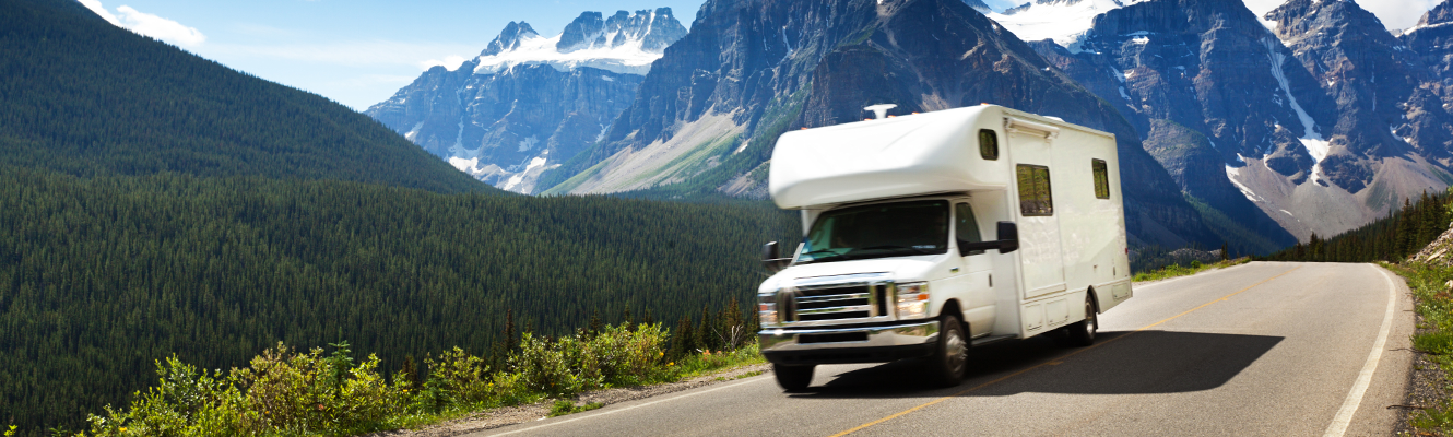 RV driving in mountains