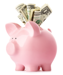 Piggy bank with Money stock icon