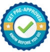 A blue Get Pre-Approved icon badge