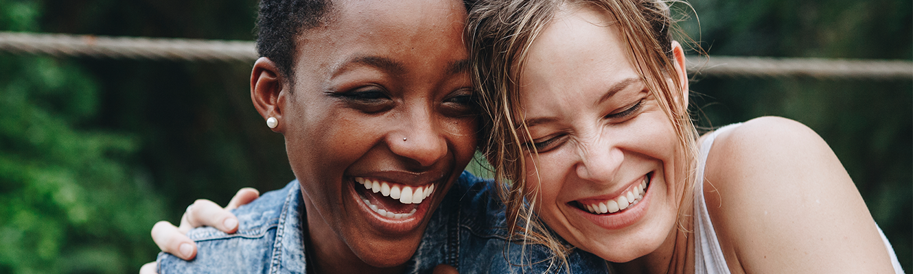 two friends laughing