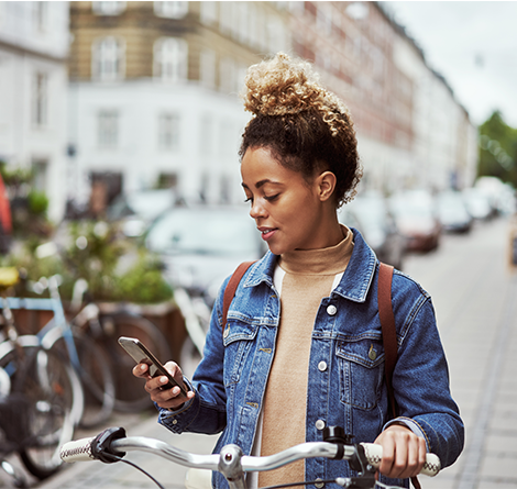 Girl on bike/phone