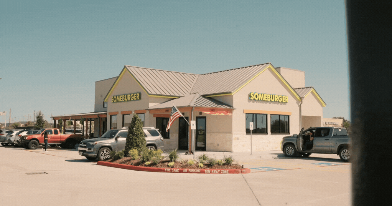 Exterior image of TX business Someburger.
