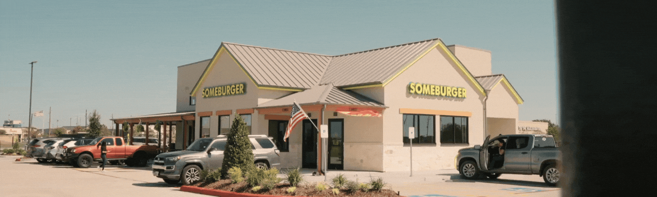 Exterior of TX business Someburger.