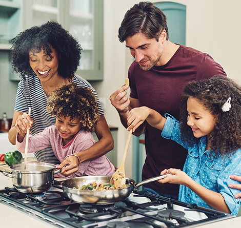 family cooking together