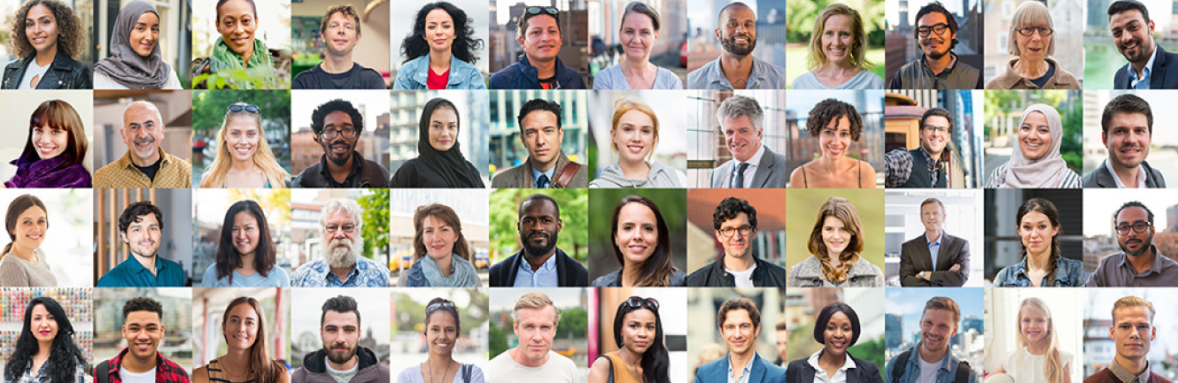 collage of different faces and races