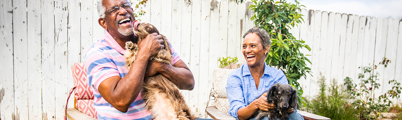 Couple with cute pups