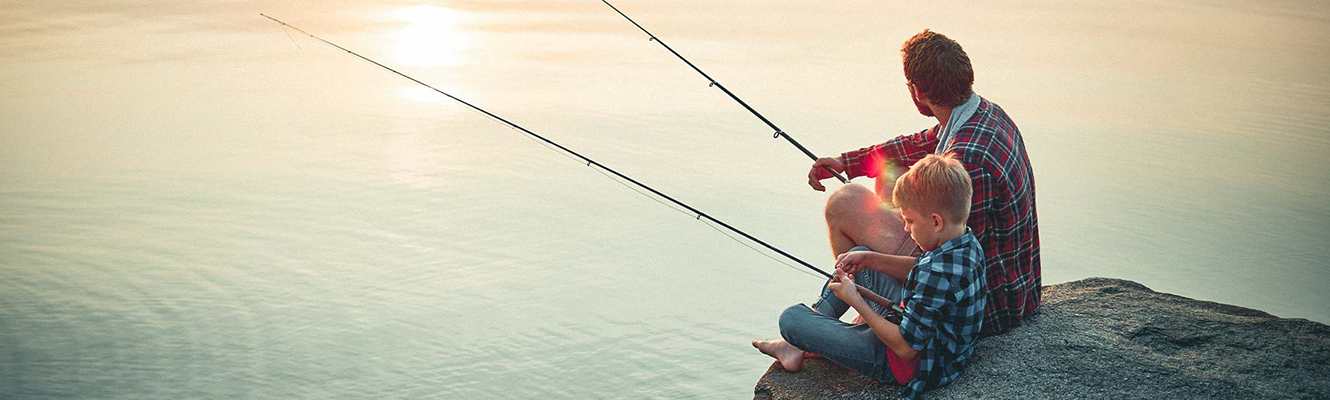 family fishing together