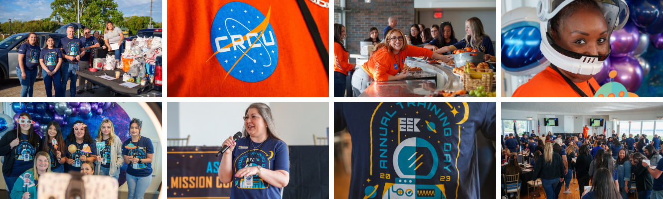 Collage of Community Resource Credit Union employees at different community events.
