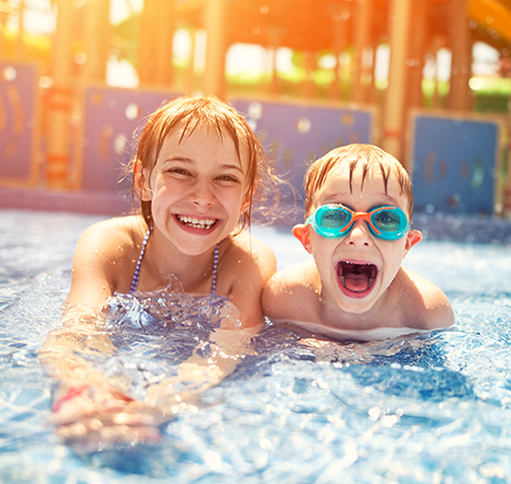 Kids having fun at waterpark