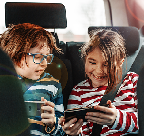 little girls in car