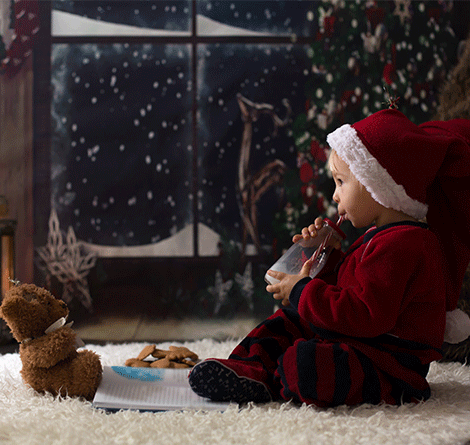 Christmas boy milk and cookies