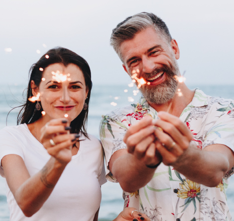 people with sparklers