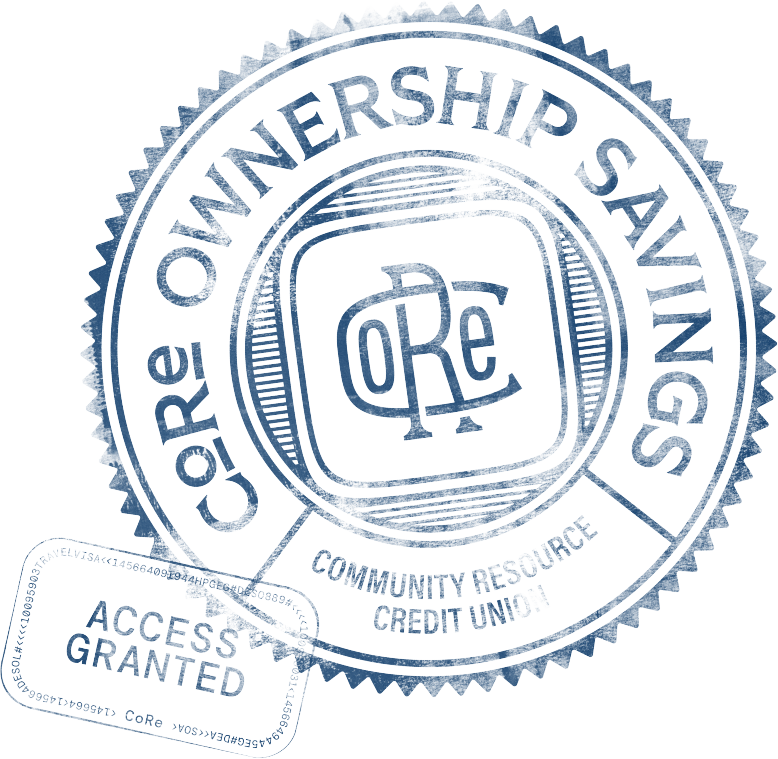 stamp graphic reading CoRe Ownership Savings