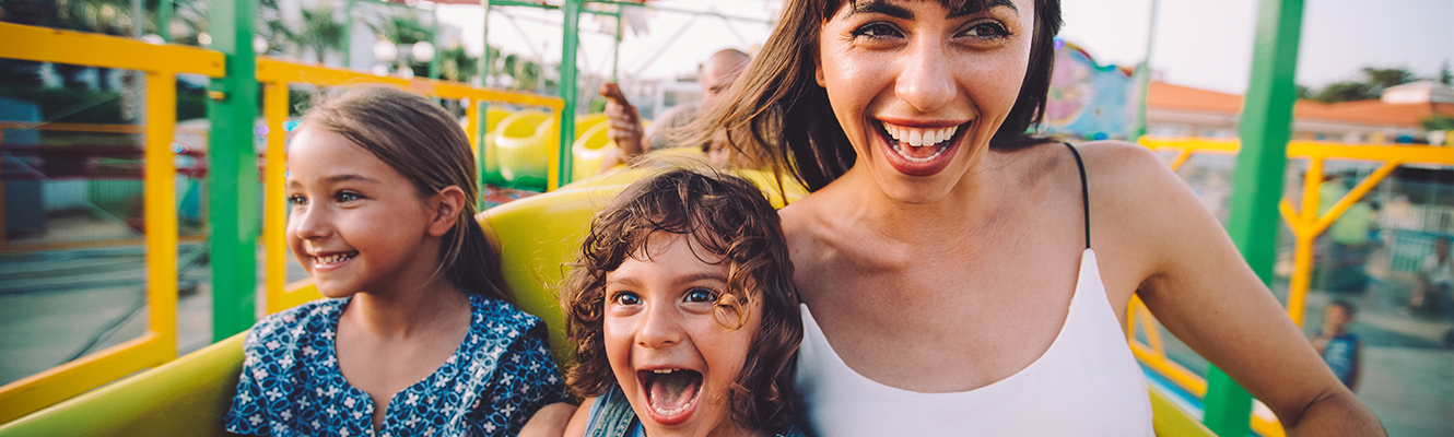 family on roller coaster