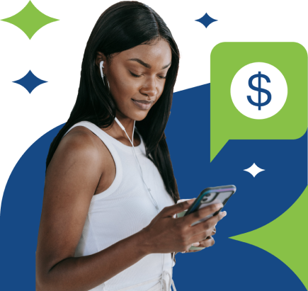 Woman using mobile banking app
